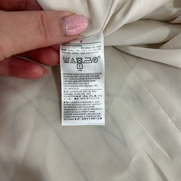 Banana Republic Linen Blend Mini Dress Stone Washed Tropical Print Size 8 - Picture 7 of 11